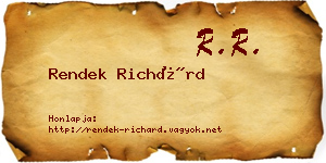 Rendek Richárd névjegykártya